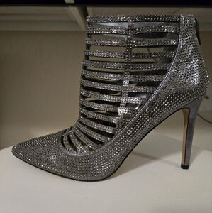 INC Silver/Pewter Rhinestone bootie Heel size 7